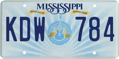 MS license plate KDW784