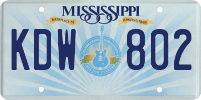 MS license plate KDW802