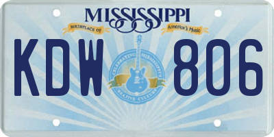 MS license plate KDW806