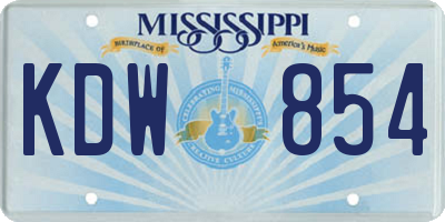 MS license plate KDW854