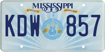 MS license plate KDW857
