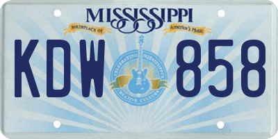 MS license plate KDW858