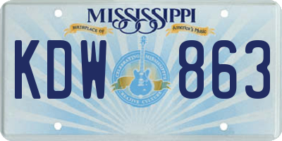 MS license plate KDW863