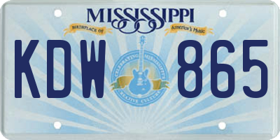 MS license plate KDW865