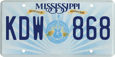 MS license plate KDW868
