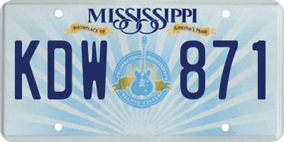 MS license plate KDW871