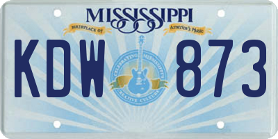 MS license plate KDW873