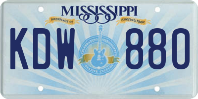 MS license plate KDW880