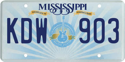 MS license plate KDW903
