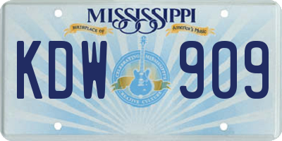 MS license plate KDW909