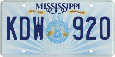 MS license plate KDW920