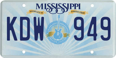 MS license plate KDW949
