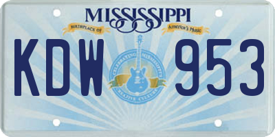 MS license plate KDW953