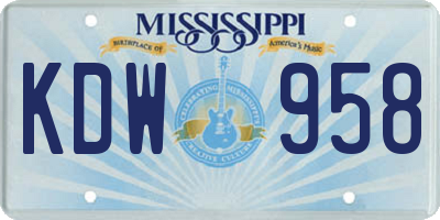 MS license plate KDW958