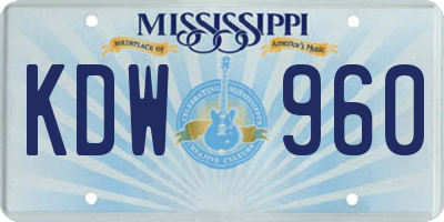 MS license plate KDW960