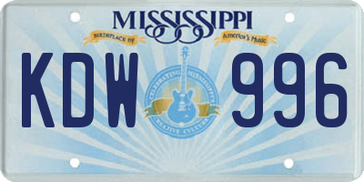 MS license plate KDW996