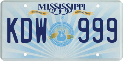 MS license plate KDW999
