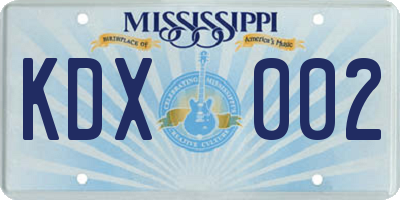 MS license plate KDX002