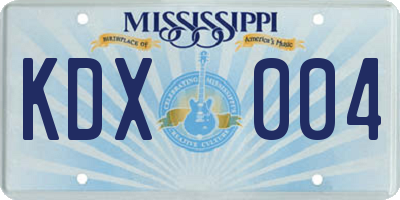 MS license plate KDX004