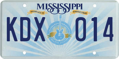 MS license plate KDX014
