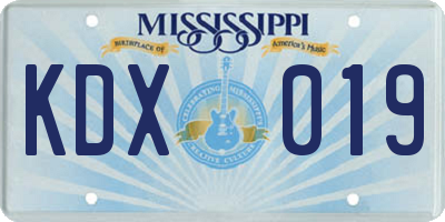 MS license plate KDX019