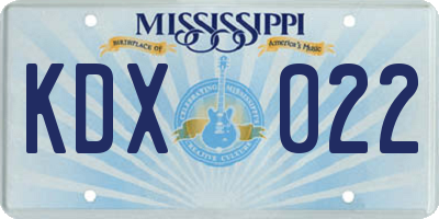MS license plate KDX022