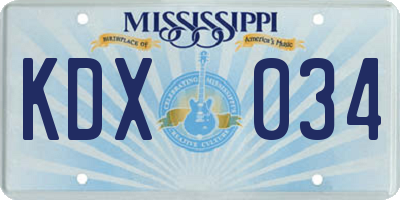 MS license plate KDX034
