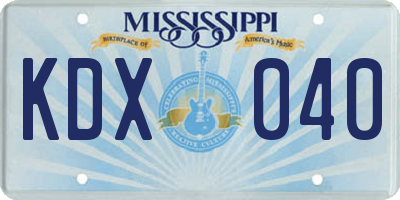 MS license plate KDX040