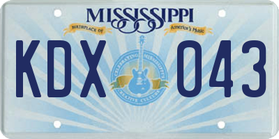 MS license plate KDX043