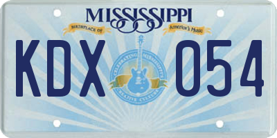 MS license plate KDX054