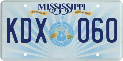 MS license plate KDX060