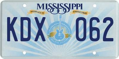 MS license plate KDX062