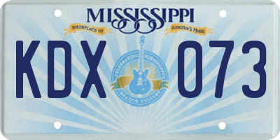 MS license plate KDX073