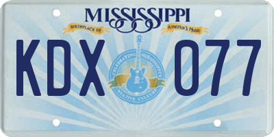 MS license plate KDX077
