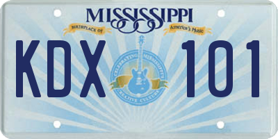 MS license plate KDX101