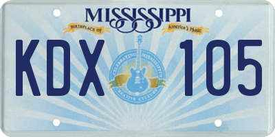 MS license plate KDX105
