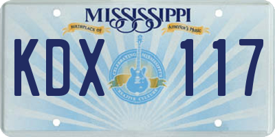 MS license plate KDX117