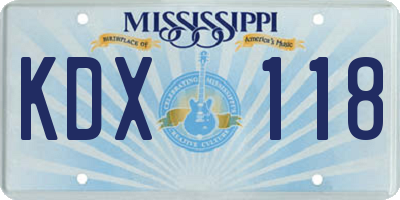 MS license plate KDX118