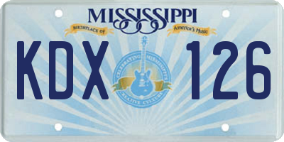 MS license plate KDX126