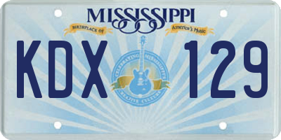 MS license plate KDX129