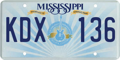 MS license plate KDX136