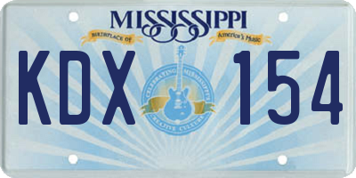 MS license plate KDX154
