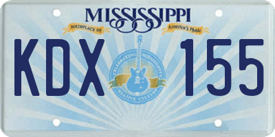 MS license plate KDX155