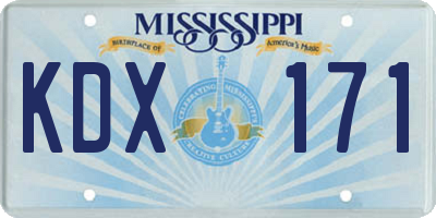 MS license plate KDX171