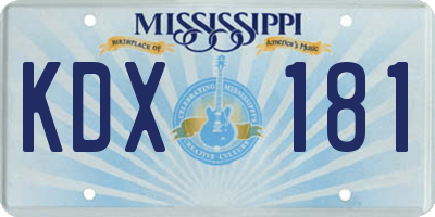 MS license plate KDX181