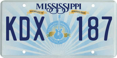 MS license plate KDX187