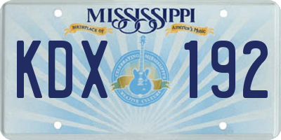 MS license plate KDX192