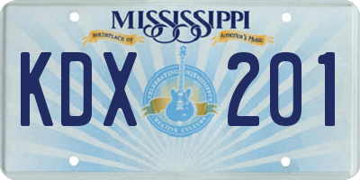 MS license plate KDX201