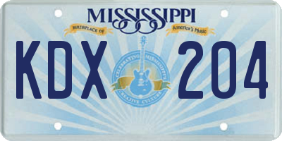 MS license plate KDX204