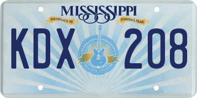 MS license plate KDX208